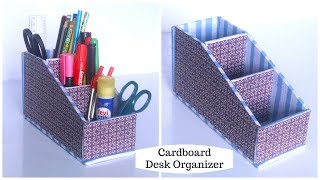 DIY Cardboard Organizer  Desk Organizer  Cardboard Crafts Easy [upl. by Johnette640]