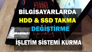 Bilgisayarda HDD SSD Değiştirme Takma  İşletim Sistemi Kurma [upl. by Nerine724]