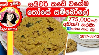 ✔ තෝසේ සම්බෝලේ  Coconut chutneyThose Sambol by Ape Amma [upl. by Nauqel]