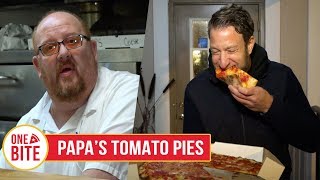 Barstool Pizza Review  Papas Tomato Pies Robbinsville NJ [upl. by Nalyak839]