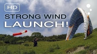 Paraglider Control Strong Wind Launching Simple Depower [upl. by Morette688]