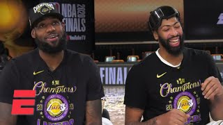 FULL LeBron James amp Anthony Davis interview following 2020 NBA title win with the Lakers [upl. by Monto]