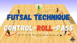 Futsal Technique Training Drill  Control  Roll  Pass [upl. by Yhtir]