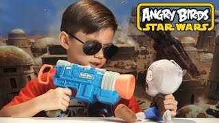 HAN SOLO LAUNCHER GUN  Angry Birds Star Wars Toy Koosh  TOTAL DESTRUCTION [upl. by Atteselrahc]