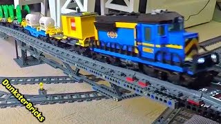 Modified LEGO Blue Cargo Train set 60052 Pulling lots of cargo up Hills and over Bridges [upl. by Oxford]