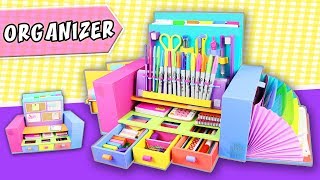 DESKTOP ORGANIZER from Cardboard  Back to school  aPasos Crafts DIY [upl. by Doowron]