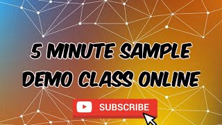 5 Minute Sample Demo Class Online [upl. by Ainafets]