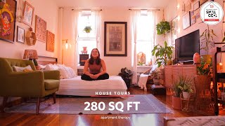 Small Cool Winner KCs 280 Square Foot Apartment in NYC  House Tours [upl. by Gonzalo]