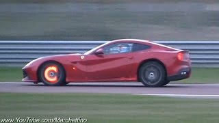 Ferrari F12 Berlinetta HOT Glowing Brakes amp Flames [upl. by Denby]