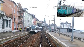 ★ 🇨🇭St Margrethen  Romanshorn  Koblenz CH  Basel cab ride 112018 Führerstandsmitfahrt [upl. by Palgrave583]