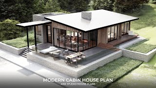 2Bedroom Modern Contemporary Cabin House Plan  1200 sq ft [upl. by Eusoj]