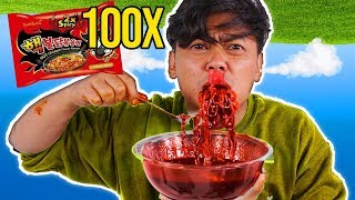 Do Not Eat 100x SPICY FIRE KOREAN NOODLES [upl. by Atirhs]