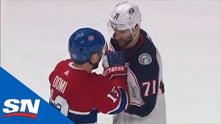 Nick Foligno amp Max Domi Have Pleasant Conversation Before Dropping The Gloves [upl. by Sancho]