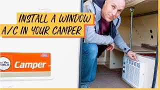 How to install an air conditioner in your RV  Installing a Window AC in a Uhaul CT13 tiny camper [upl. by Anhavas12]