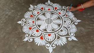 Alpona design for laxmi puja  Very Simple Alpana Design For Laxmi Puja  rangoli [upl. by Aidnic228]