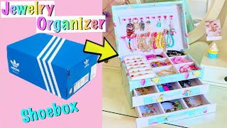 DIY  How to make Jewelry Organizer with waste Shoebox [upl. by Orag]