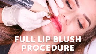 Full Lip Blush Procedure  Tina Davies Professional I 💋 INK [upl. by Tikna]