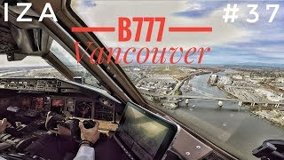 B777 LANDING Vancouver Cockpit View [upl. by Ariec]