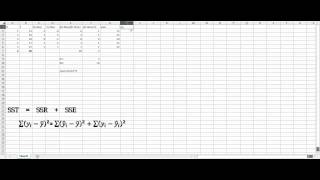 How to use Excel to Calculate SSESSTSSR for Simple Linear Regression model [upl. by Arehsat96]