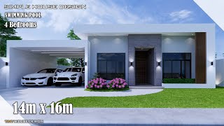 House Design  Simple House Design  14m x 16m 200 sqm  4 Bedrooms [upl. by Novyert255]