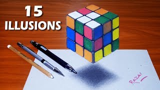 Top 15 Amazing Optical Illusions Compilation  3D drawings Art  Must Watch [upl. by Reagen]