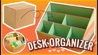 HOW TO MAKE A DESK ORGANIZER FROM CARDBOARD BOX  Easy amp Small [upl. by Nosiddam]