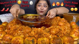 SPICY MUTTON KALEJI CURRY WITH DUM ALOO BIRYANI AND SPICY EGG CURRY  ASMR EATING MUKBANG [upl. by Nosna19]