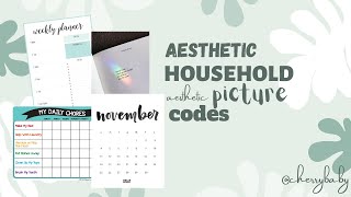 Aesthetic Household Picture Codes planners chores calendars  BLOXBURG [upl. by Clyve75]