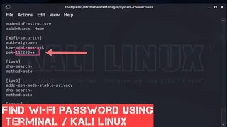 TERMINAL  Show WiFi password  Kali Linux [upl. by Decima5]