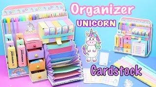 Unicorn 🦄 Desk Organizer from Cardstock  Paper Organizer  aPasos Crafts DIY [upl. by Maitund503]