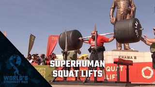 2017 Worlds Strongest Man  Superhuman Squat Lifts [upl. by Ahel202]