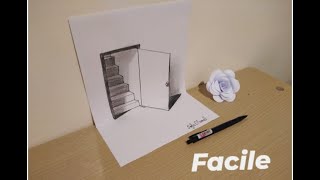 Comment dessiner une illusion doptique 3d une porte ouverte magique [upl. by Bilbe]