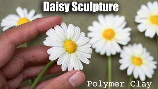 Polymer Clay Daisy Flower Tutorial  How to Sculpt with Clay [upl. by Mirelle488]