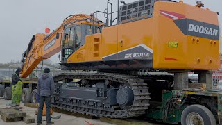 Moving New Doosan DX800 Excavator From Dealers Yard [upl. by Suirradal]