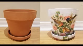 Flower Pot DIY Design  Decoupage with napkins [upl. by Slinkman]