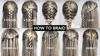 10 Basic Braids For Beginners  Easy DIY Tutorial [upl. by Ihsorih]