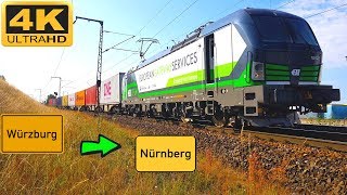 【4K】 Führerstandsmitfahrt Würzburg HBF nach Nürnberg Hafen über DettelbachKitzingenIphofenFürth [upl. by Yesnnyl]