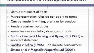 Misrepresentation Lecture 1 of 4 [upl. by Nigem750]