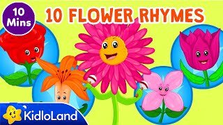 Top 10 Flower songs for kids  Preschool children Flower Rhymes Collection  Kidloland [upl. by Maxi]