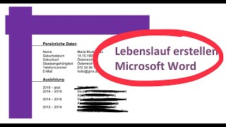 Lebenslauf auf Microsoft Office Word erstellen deutsch [upl. by Enileuqcaj]