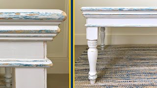 EASY DIY White amp Blue Distressed Chalk Paint Furniture Makeover [upl. by Dianne614]