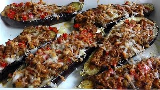 Lamb Mince stuffed Aubergines How to cook video recipe [upl. by Wilsey]