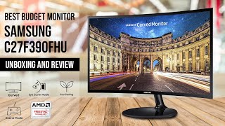 Samsung CF390 Unboxing and Review  Best Budget 27 Inches Curved Monitor  C27F390FHU [upl. by Arrak]