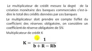 Économie monétaire S3 partie 12 quot le multiplicateur de crédit quot [upl. by Eelloh943]