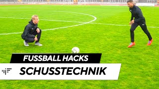 Schusstechnik Härter und präziser schießen  Fußball Hacks  iM Football [upl. by Pelletier533]