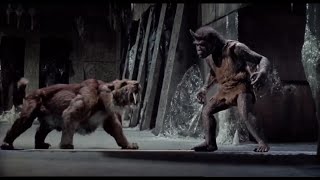 Sinbad and the Eye of the Tiger 1977 Smilodon vs Troglodyte [upl. by Nilhsa665]