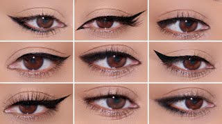 How To 9 Different Eyeliner Styles on HOODED EYES  Easy Beginner Friendly Tutorial [upl. by Garling]