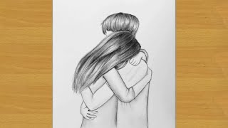 How to draw hugging couple  pencil drawing  Gali Gali Art [upl. by Ayitahs]