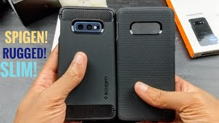 Spigen Liquid Air and Rugged Armor Samsung Galaxy S10e Case Review [upl. by Ekram298]