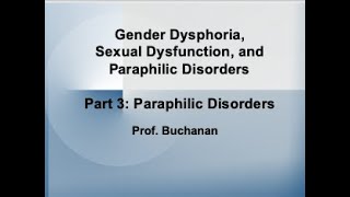 Lecture 14 Part 3 Paraphilic Disorders [upl. by Merill490]